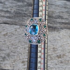 Nicky Butler 925 Sterling Silver Size 9 Aqua Quartz Chalcedony Topaz NB Ring New
